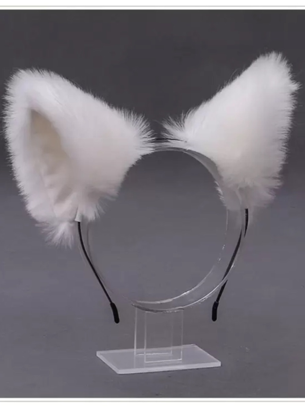 White Faux Fur Cat Ear Headband